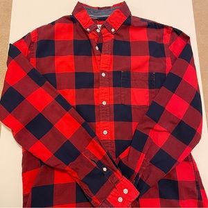 Men’s Express Button down red and navy blue checkered size medium